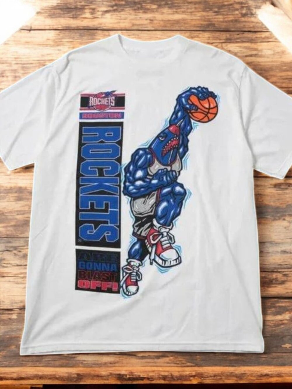Vintage NBA Houston Rockets Mascot Logo T-Shirt , Houston Rockets Shirt REPRINT